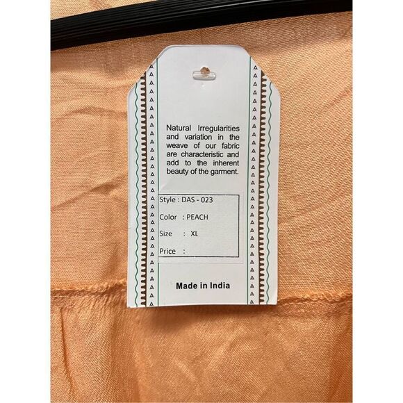 Anandas Collection Peach Embroidered Fringe & Coin Adorned Open Front Kimono sz - Picture 8 of 10